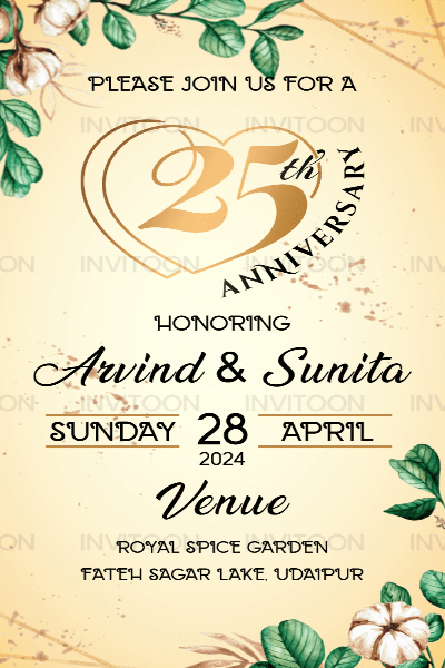 25th Wedding Anniversary Digital Invite| Silver Jubilee Celebrations