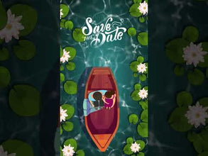 Couple in Boat Save the Date Video Invitation, lotus flowers, waves. Design No 1022