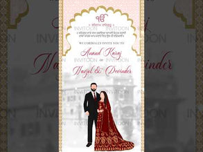 Punjabi Anand Karaj Wedding Couple Caricature Video Invitation