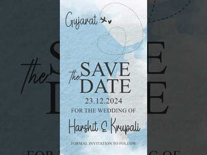 Save the date destination wedding video invitation card, Design No 1026