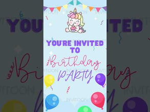 Unicorn Theme Birthday Invitation Video. Design No 1018