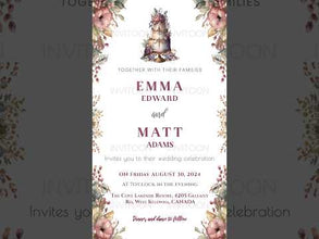 Floral Cake Christian Wedding Video Invitation Card