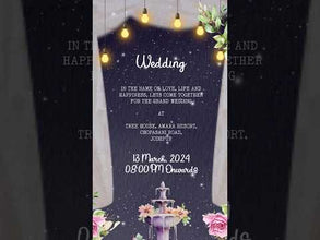 Floral Ganesha Wedding Video invitation; Starry Background with Fairy Lights. Design No. 1023