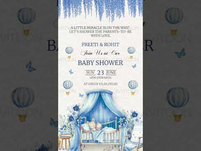 Baby Shower Blue Theme with Cradle, Balloons & Toys Video Invitation, Design No 1031