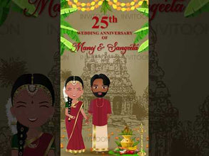 25th Wedding Anniversary Tamil Theme Couple Caricature Video Invitation