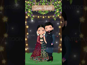 Luxury Garden Theme Couple Illustration Engagement Video Invitation, Design No  1039