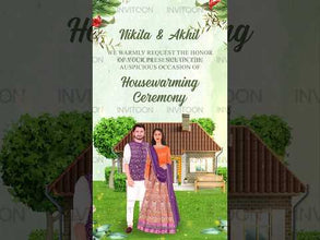 Housewarming with Couple Caricature Theme Video Invitation