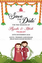 Blossoming Love: Ganesha, Floral Garlands & Couple Caricature Save-The-Date Wedding Video Invitation