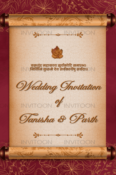 Indian Ancient Scroll Message Wedding Video Invitation