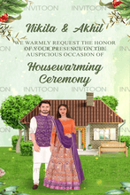 Housewarming with Couple Caricature Theme Video Invitation