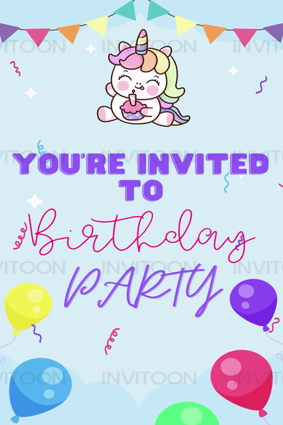 Unicorn Theme Birthday Invitation Video