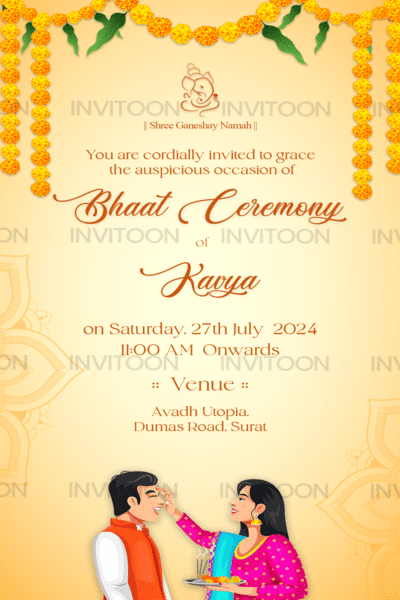 Bhaat Ceremony Invitation Card