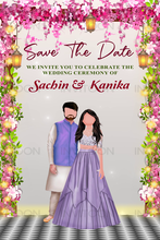 Caricature Wedding Invitation Video with Floral Vines & Save the Date Template