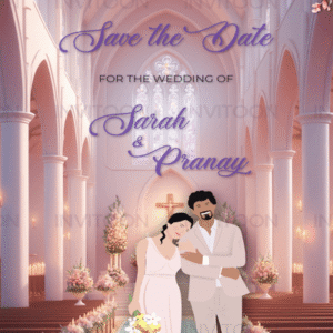 Christian Wedding Video Invitation Digital Card , Design No 1050