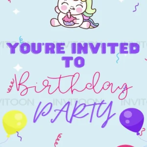 Unicorn Theme Birthday Invitation Video. Design No 1018